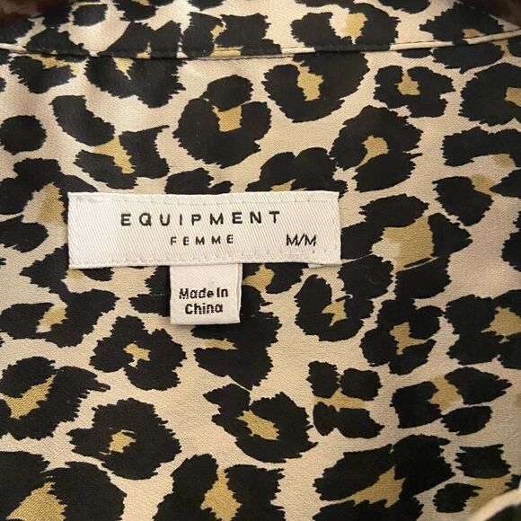 Equipment Leopard Print Long Sleeve Button Down Dress Shirt Medium - Picture 3 of 4